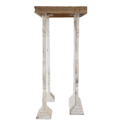 47 Inch Console Sofa Table, Fir Wood Rectangular Top, White Carved Legs
