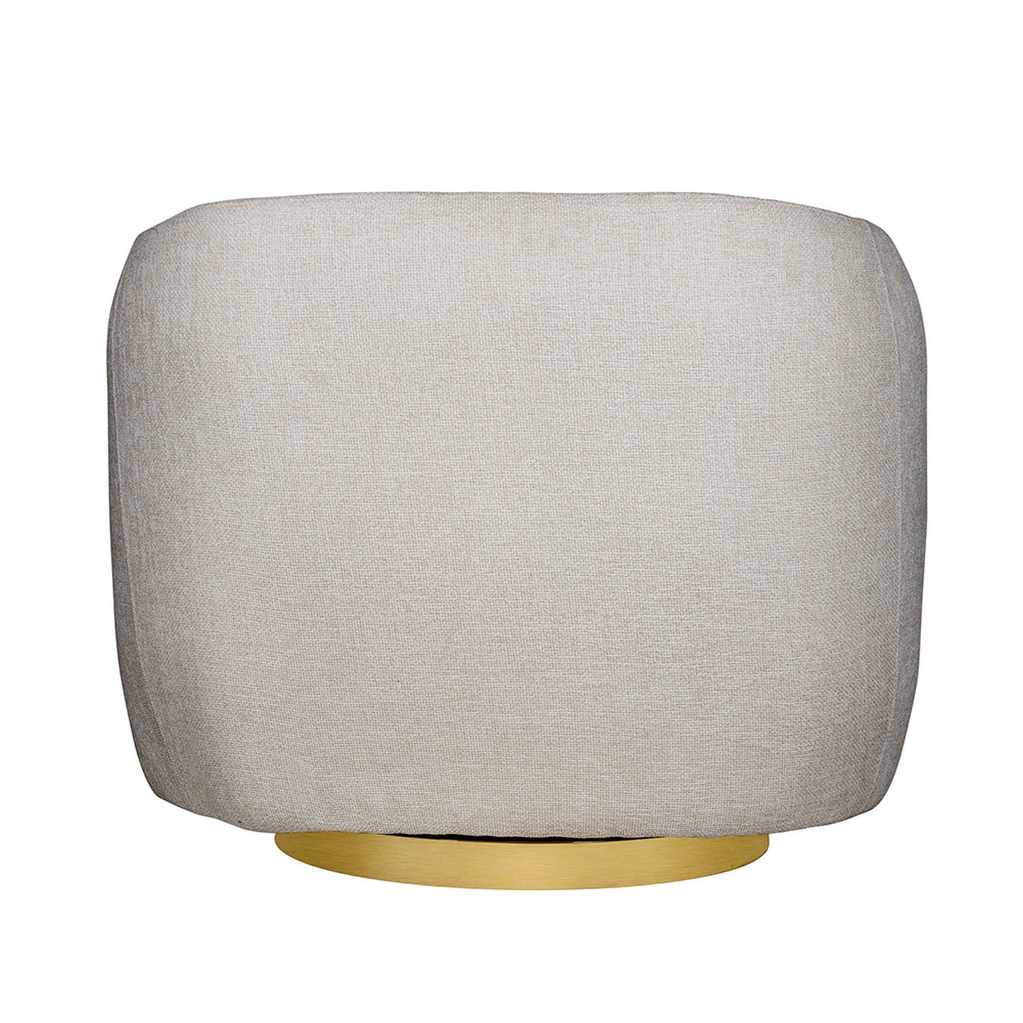 Eros 35 Inch Swivel Accent Chair, Plush White Fabric Upholstery, Gold Base