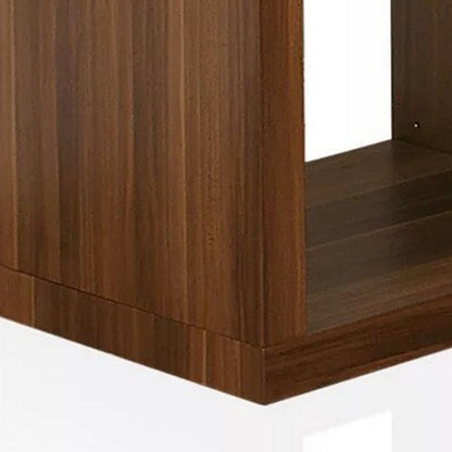 Bere 24 Inch Side End Table, Black Glass Top, Open Bottom Shelf, Brown Wood
