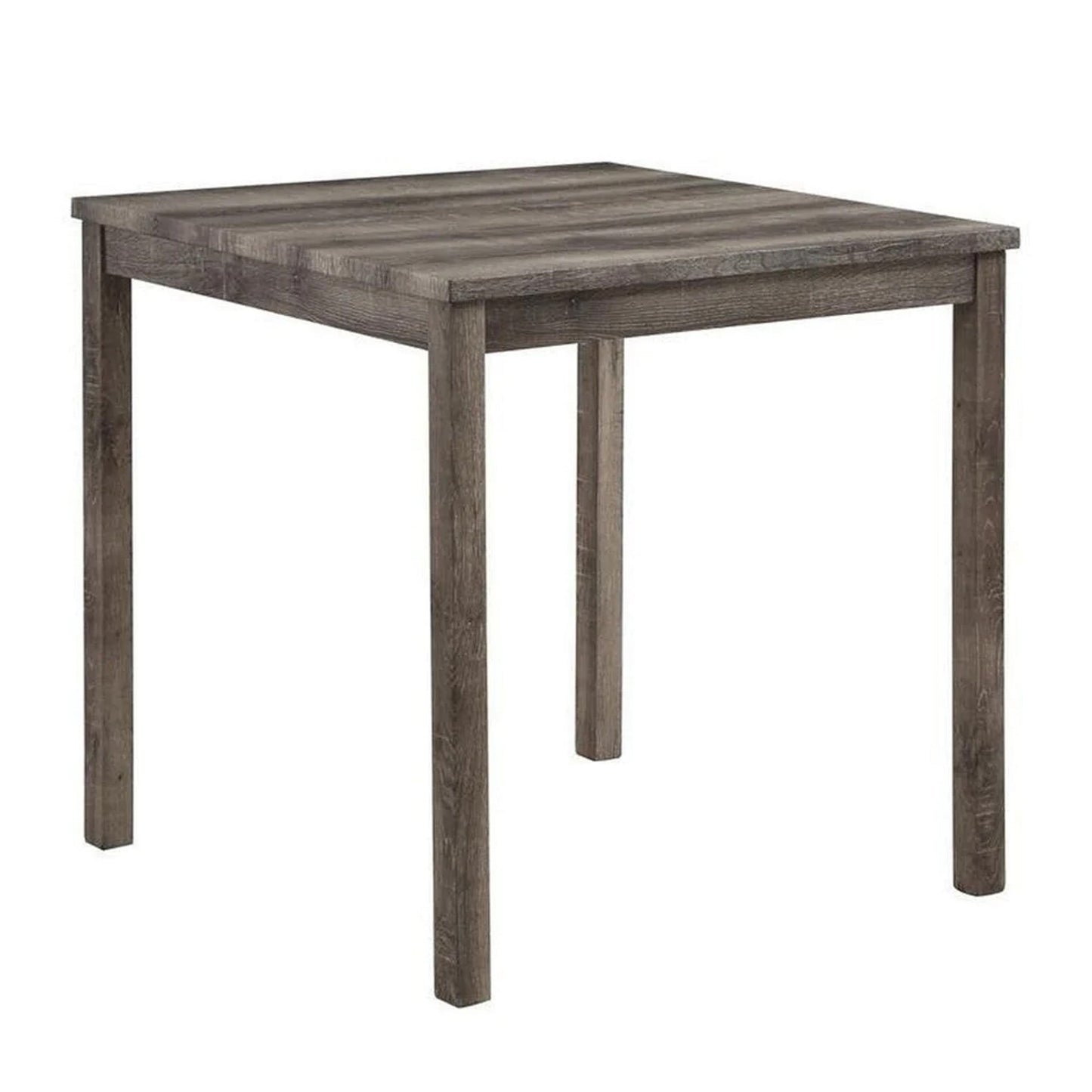 5 Piece Counter Height Table Set with 4 Stools, Beige Fabric, Gray Wood