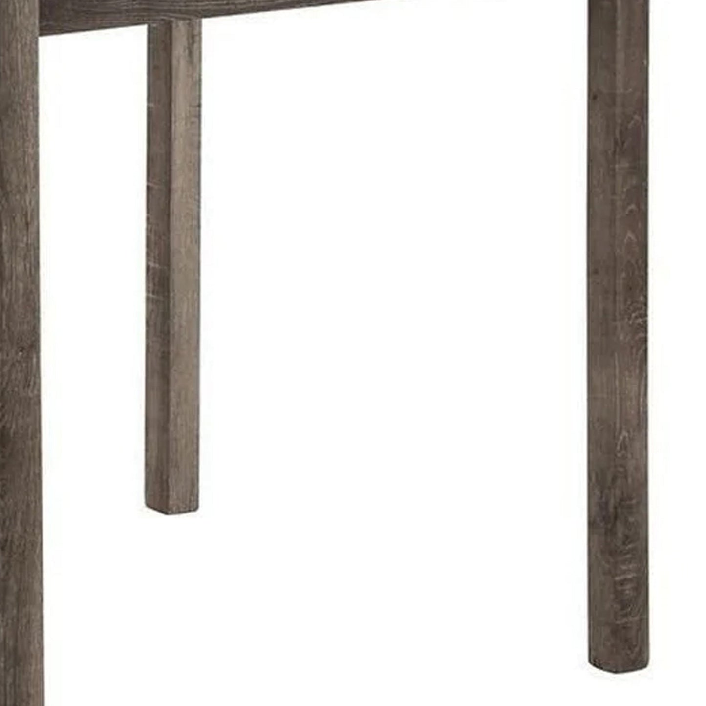 5 Piece Counter Height Table Set with 4 Stools, Beige Fabric, Gray Wood