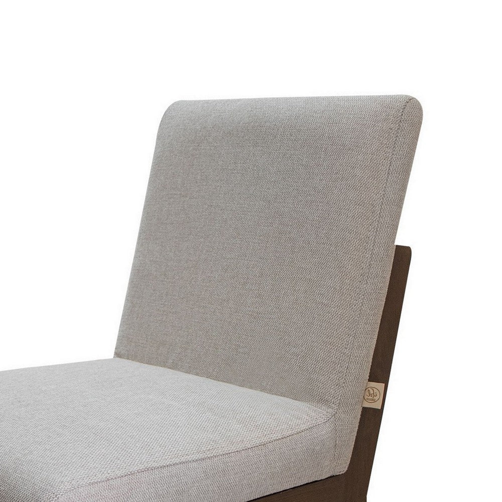 Umey 23 Inch Side Dining Chair Set of 2, Beige Fabric, Brown Solid Wood