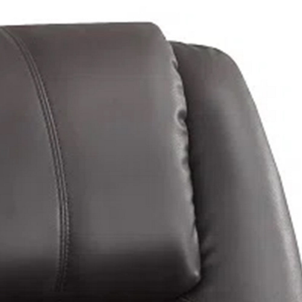 Evans 37 Inch Recliner Chair, Power Lift, 2 Cupholders, Brown Faux Leather