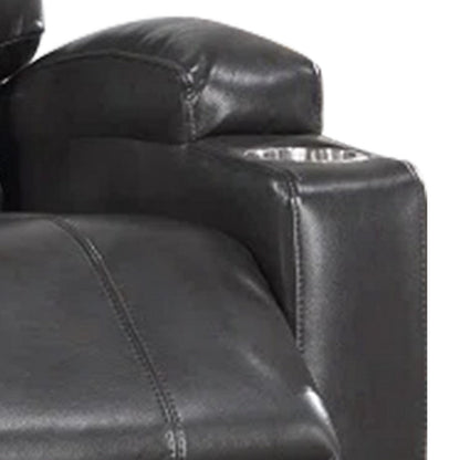Evans 37 Inch Recliner Chair, Power Lift, Cupholders, Gray Faux Leather