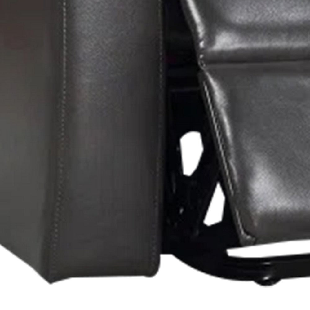 Evans 37 Inch Recliner Chair, Power Lift, Cupholders, Gray Faux Leather