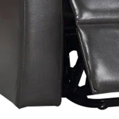 Evans 37 Inch Recliner Chair, Power Lift, Cupholders, Gray Faux Leather