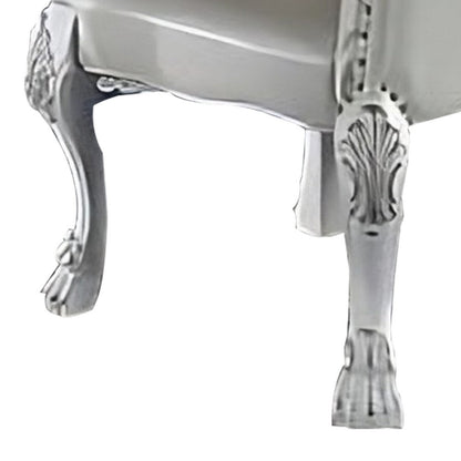 Ally 25 Inch Side Chair Set of 2, Curved Top, Carved Scrolled Motifs, White