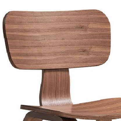Aon 22 Inch Side Dining Chair Set of 2, Curved Back, Wood, Walnut Brown