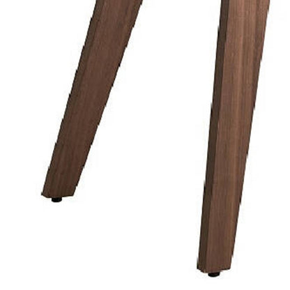 Aon 22 Inch Side Dining Chair Set of 2, Curved, White Boucle, Walnut Brown
