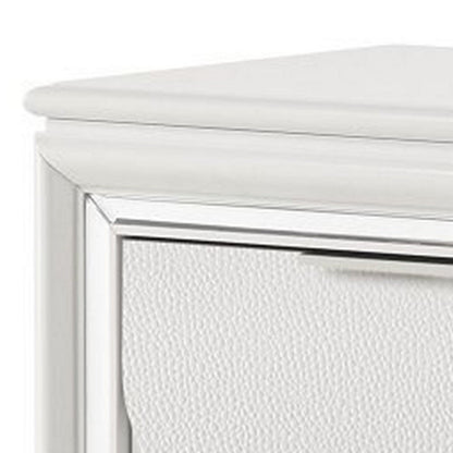Rara 30 Inch Nightstand, 2 Drawers, Mirror Trim, Acrylic Legs, White