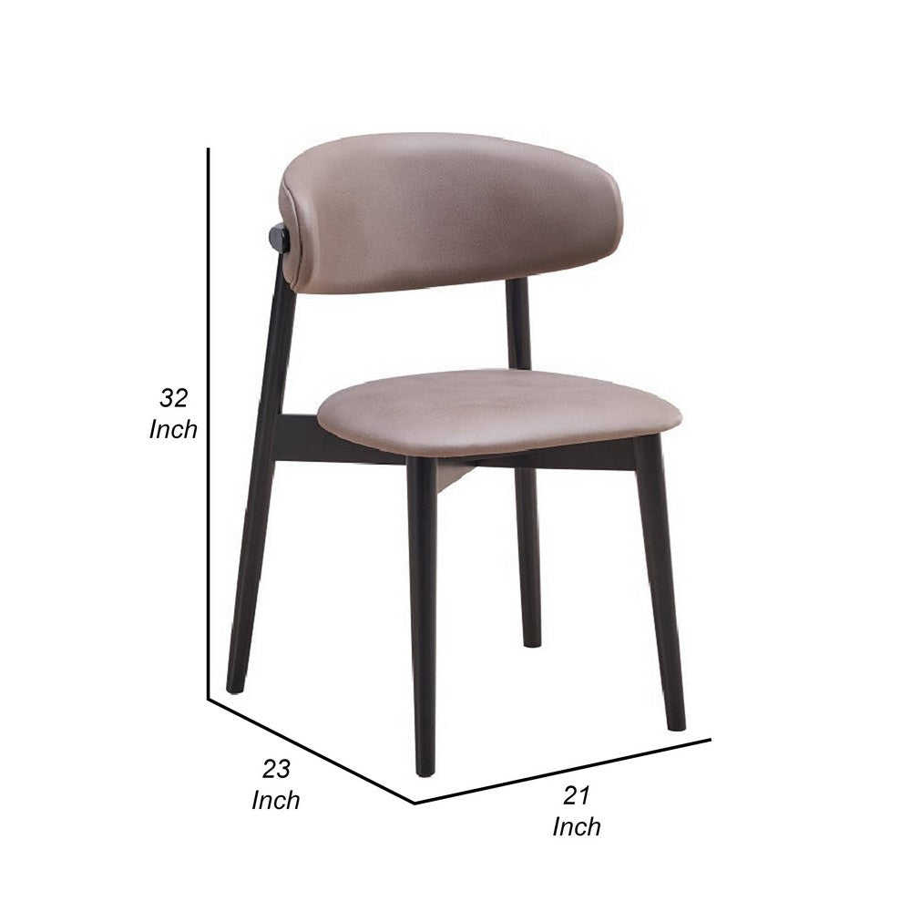Anae 23 Inch Side Dining Chair Set of 2, Turned Legs, Gray Fabric, Black