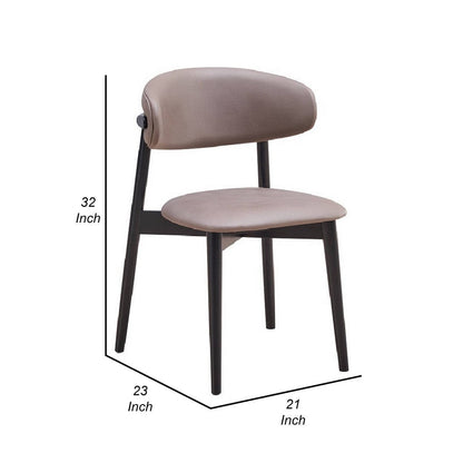 Anae 23 Inch Side Dining Chair Set of 2, Turned Legs, Gray Fabric, Black