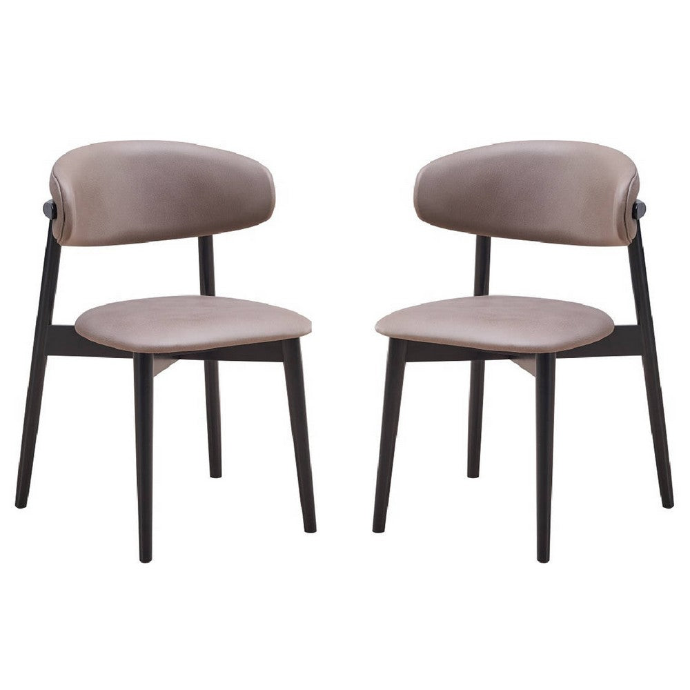 Anae 23 Inch Side Dining Chair Set of 2, Turned Legs, Gray Fabric, Black