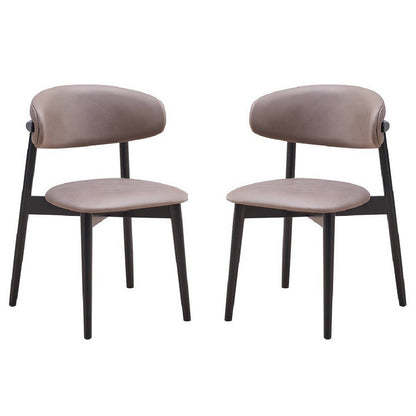 Anae 23 Inch Side Dining Chair Set of 2, Turned Legs, Gray Fabric, Black