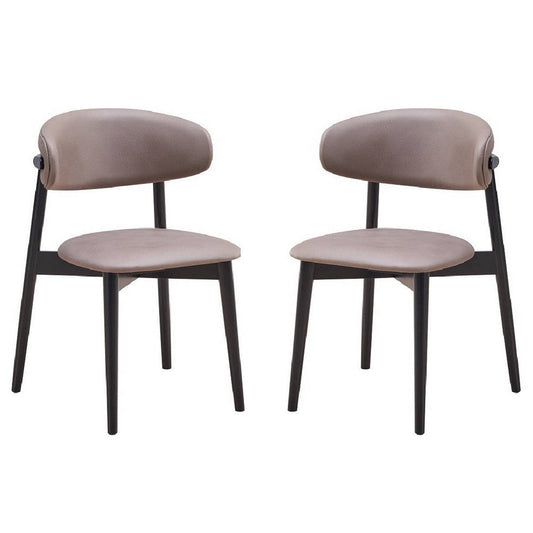 Anae 23 Inch Side Dining Chair Set of 2, Turned Legs, Gray Fabric, Black