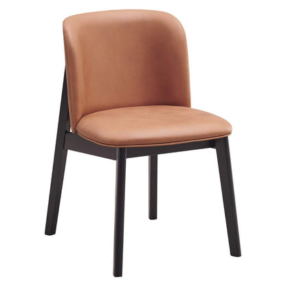 Iora 22 Inch Side Dining Chair Set of 2, Ergonomic, Brown Fabric, Black