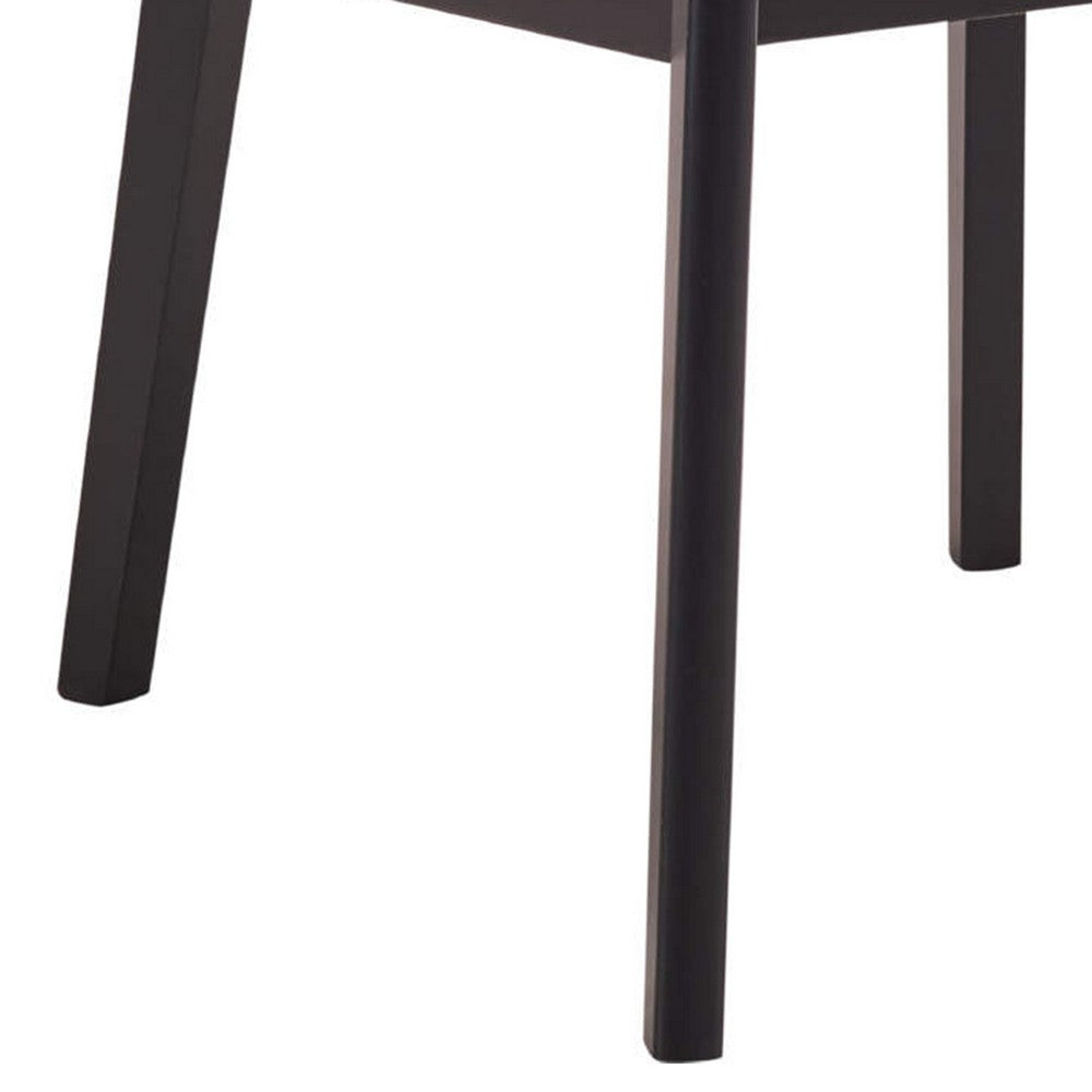 Iora 22 Inch Side Dining Chair Set of 2, Ergonomic, Brown Fabric, Black