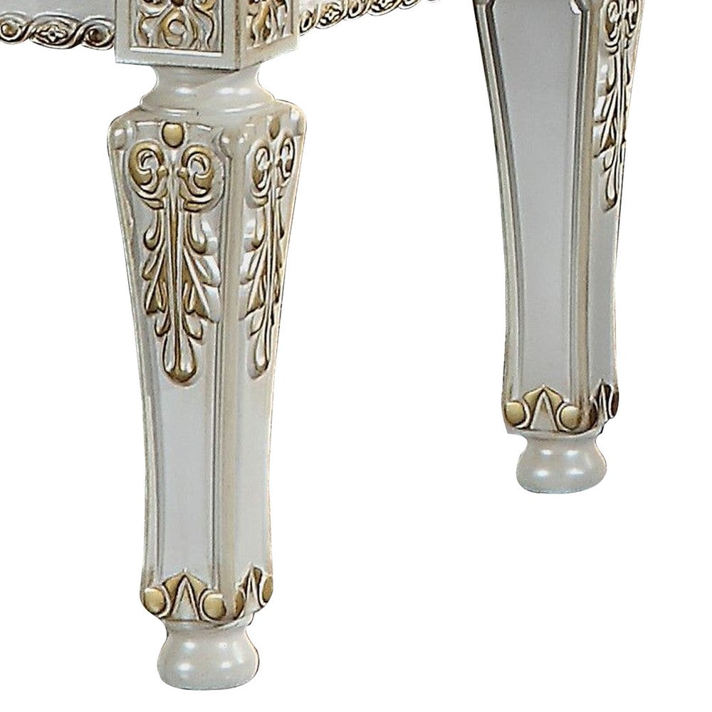 Doe 27 Inch Side Dining Chair Set of 2, Nailhead, Tufted White Faux Leather