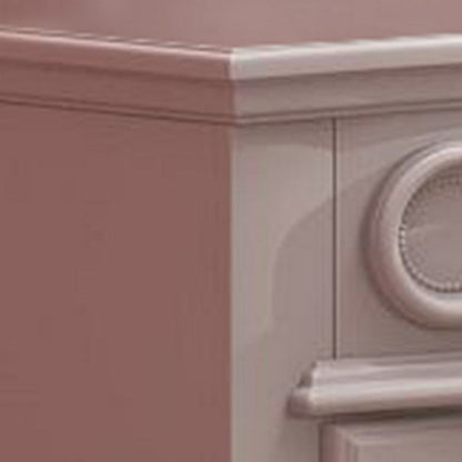 Auri 27 Inch Nightstand with 2 Drawer, Molded Trim Floral Motifs, White