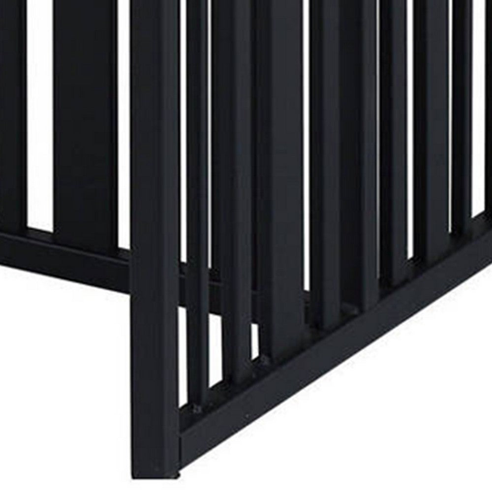 Nori 47 Inch Coffee Table, Distressed Brown Top, Black Metal Slatted Base