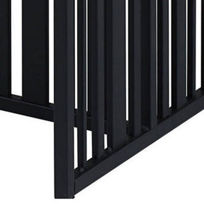 Nori 47 Inch Coffee Table, Distressed Brown Top, Black Metal Slatted Base