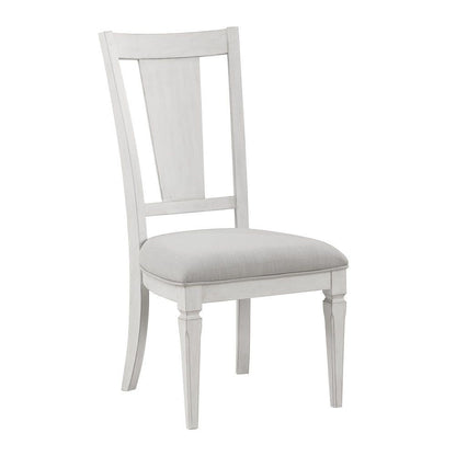 Kate 24 Inch Side Dining Chair Set of 2, Light Gray Linen, White Wood Frame