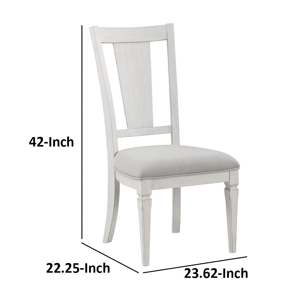 Kate 24 Inch Side Dining Chair Set of 2, Light Gray Linen, White Wood Frame