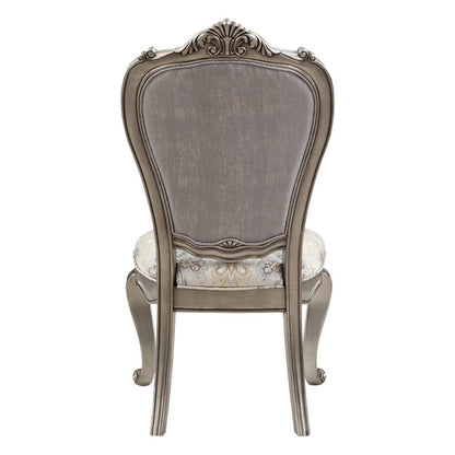 Aria 27 Inch Side Dining Chair Set of 2, Velvet, Antique Platinum Tone