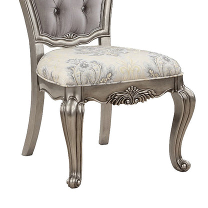 Aria 27 Inch Side Dining Chair Set of 2, Velvet, Antique Platinum Tone