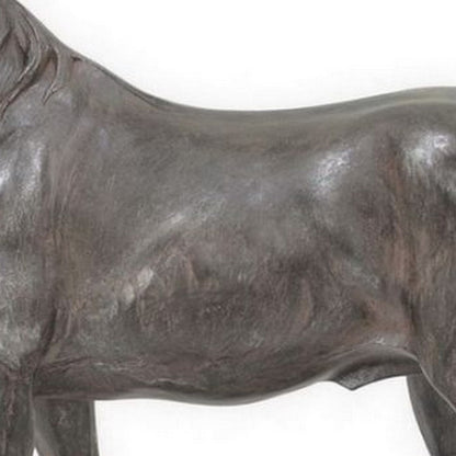 Fenny 16 Inch Standing Horse Statuette, Tabletop Figurine, Gray and Brown Resin