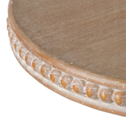 Marrie 14 Inch Round Decorative Tray, Black Iron Padestal Base, Wood Top