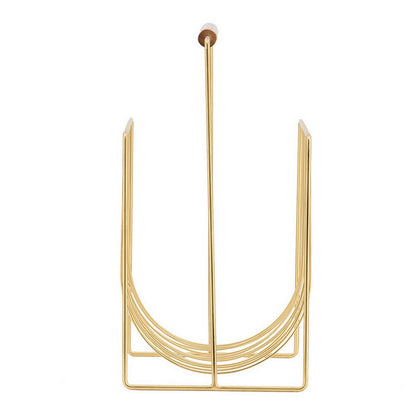 Raina 15 Inch Decorative Magazine Rack, Curved Stack, Gold Finished Iron