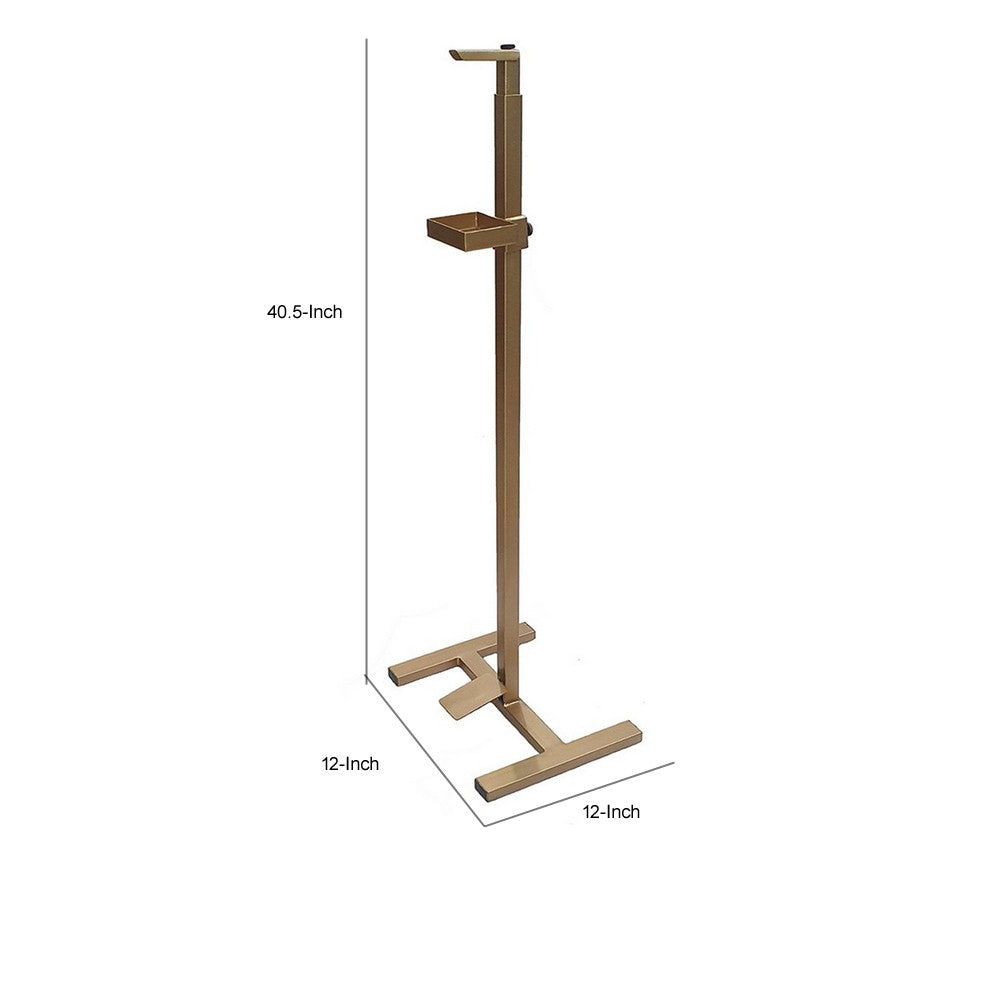 Lyna 41 Inch Sanitizer Dispenser Stand, Hands Free Foot Pedal, Gold Iron