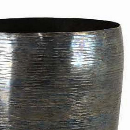32 Inch Metal Vase, Tumbler Shape, Narrow Base, Multicolored Glossy Finish