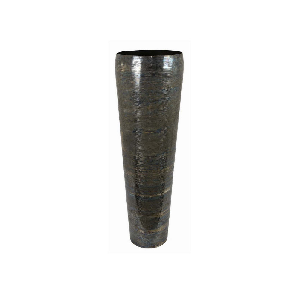 32 Inch Metal Vase, Tumbler Shape, Narrow Base, Multicolored Glossy Finish