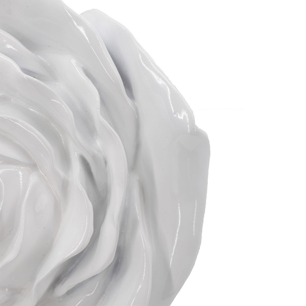 Dazzle 7, 8 Inch Rose Hanging Wall Accent Set of 2, White Resin 3 Dimensional
