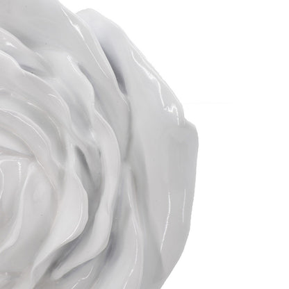 Dazzle 7, 8 Inch Rose Hanging Wall Accent Set of 2, White Resin 3 Dimensional