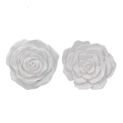 Dazzle 7, 8 Inch Rose Wall Accent, 3 Dimensional, Set of 2, Gold Resin