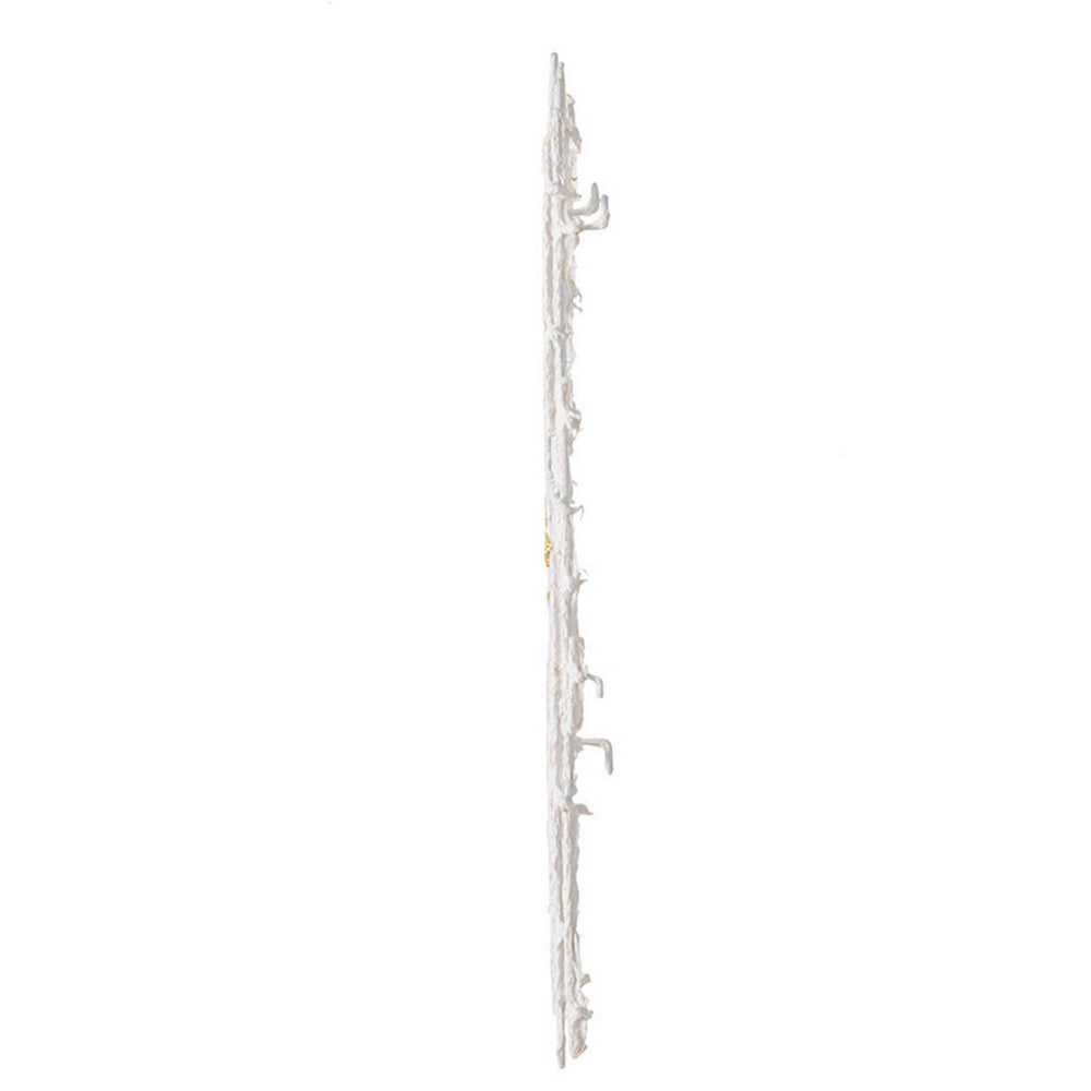 Rio 32 Inch Wall Art Decor, White and Gold Geometric Abstract Design, Iron