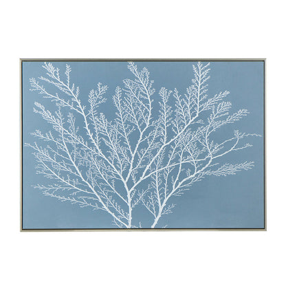 28 x 39  Hanging Wall Art Decor, Rectangular White Tree Design, Blue Canvas