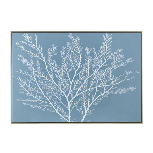 28 x 39  Hanging Wall Art Decor, Rectangular White Tree Design, Blue Canvas
