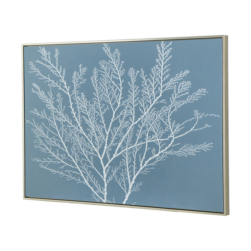 28 x 39  Hanging Wall Art Decor, Rectangular White Tree Design, Blue Canvas