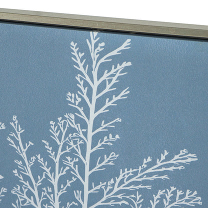 28 x 39  Hanging Wall Art Decor, Rectangular White Tree Design, Blue Canvas