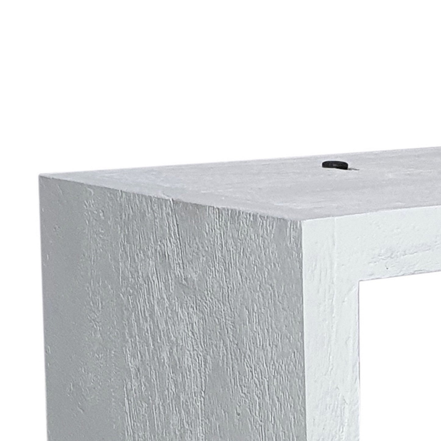 18 Inch Rectangular Wall Shelf, Acacia Wood Frame, White Washed Finish