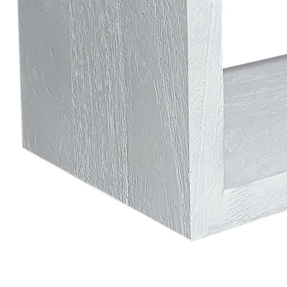 18 Inch Rectangular Wall Shelf, Acacia Wood Frame, White Washed Finish
