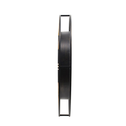 28 Inch Hanging Wall Clock, Round Gear Design, Gold and Black Iron Frame