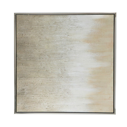 39 x 39 Hand Painted Wall Art,  Polyester Canvas, Wood, White and Gold