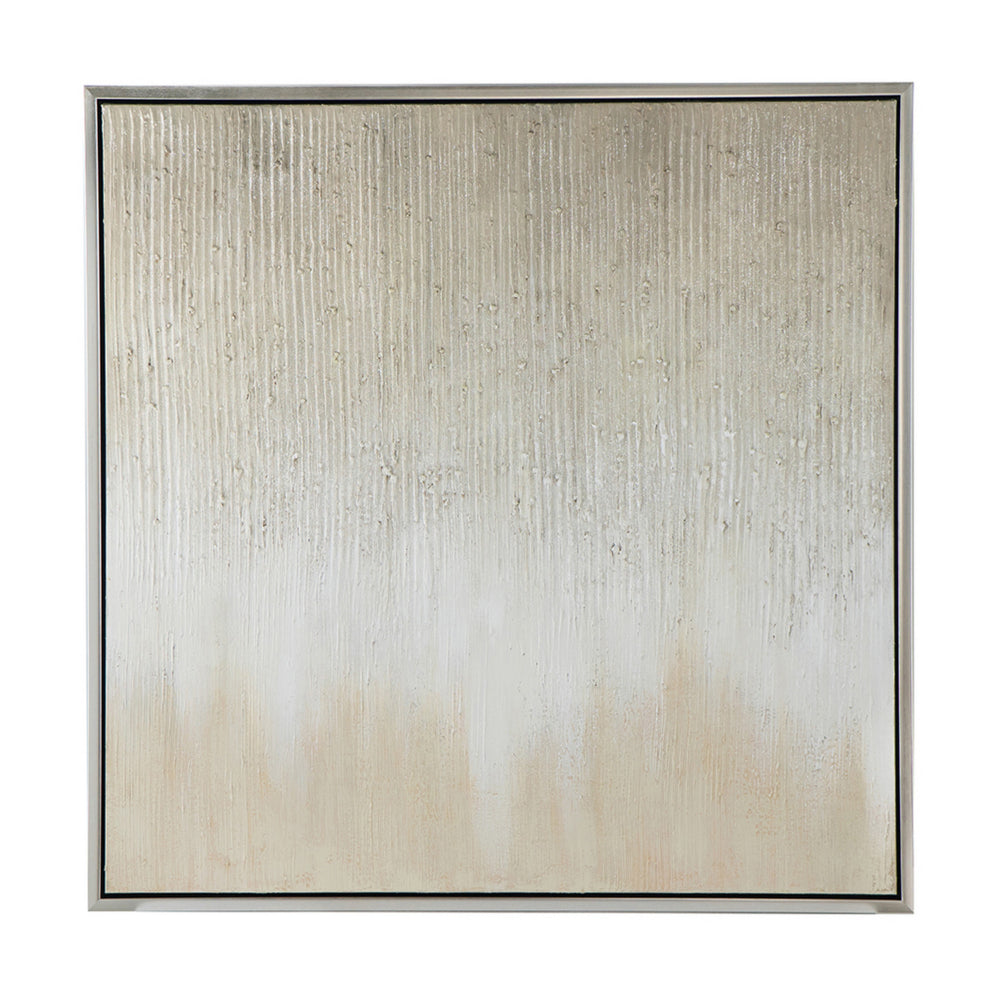 39 x 39 Hand Painted Wall Art,  Polyester Canvas, Wood, White and Gold