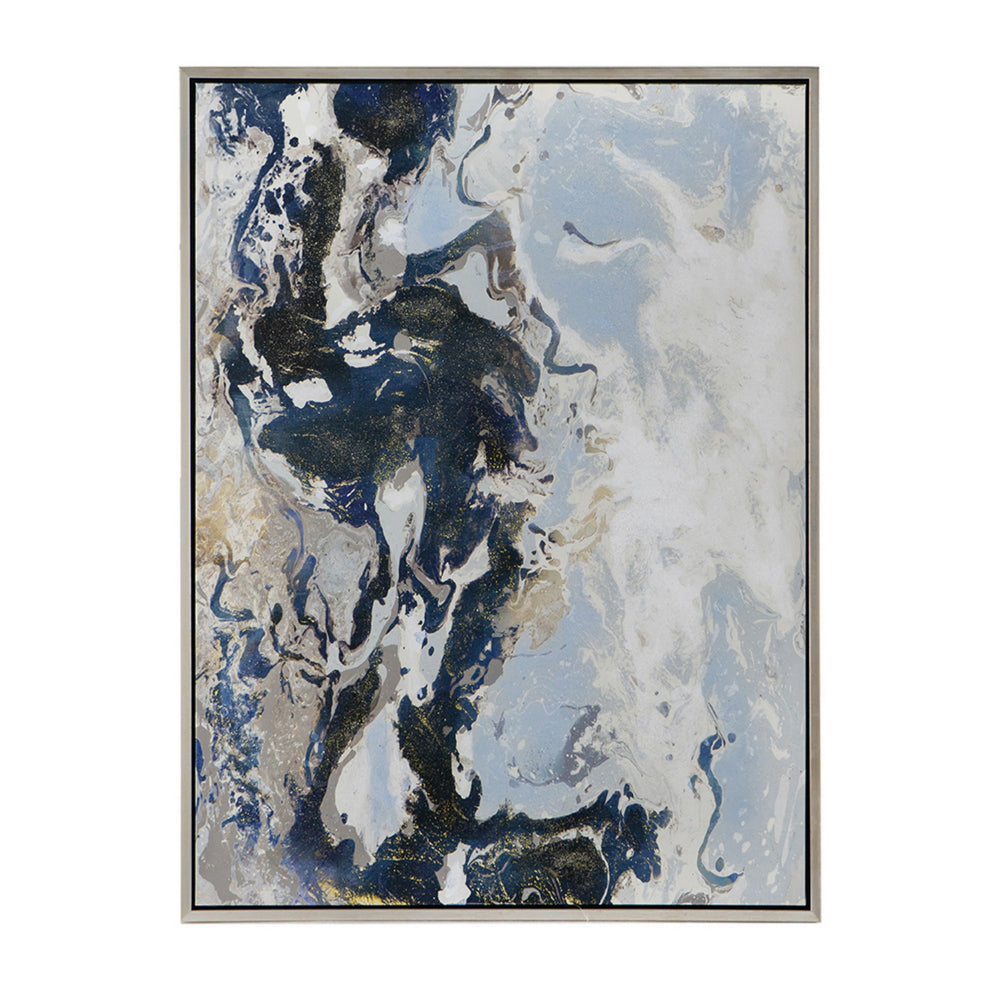 36 x 47 Framed Handpainted Wall Art, Rectangular Multicolor Cerulean Seas