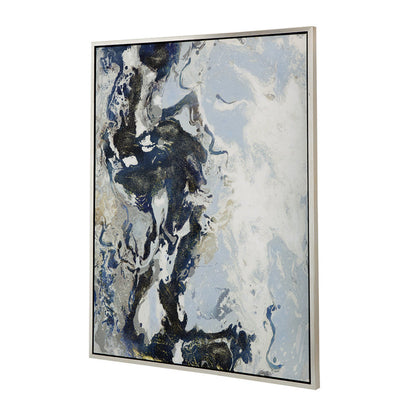 36 x 47 Framed Handpainted Wall Art, Rectangular Multicolor Cerulean Seas